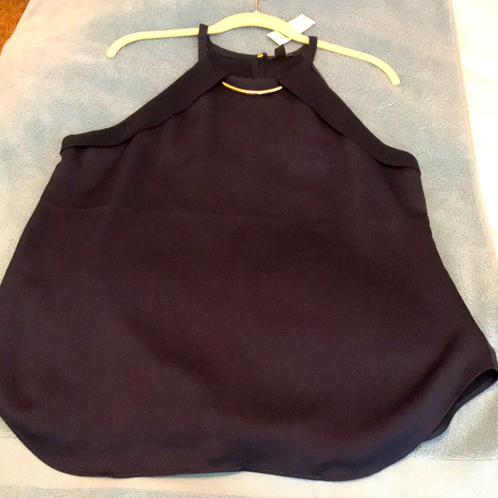 Ann Taylor halter strappy tank with gold necklace detail (could be cut out)